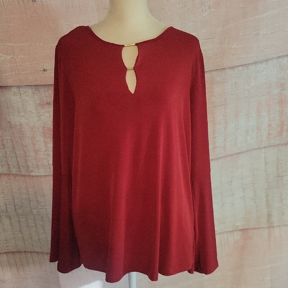 Michael Kors Red Long Bell Sleeve Blouse - Picture 1 of 7
